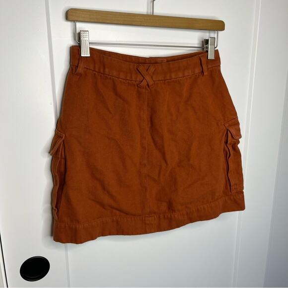 Madewell Rustic Orange Button Down Pocket Mini Skirt Size 2 - Picture 6 of 8